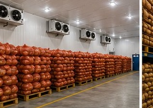 Onions in cold storage